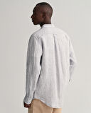 GANT Erkek Lacivert Regular Fit Çizgili Keten Gömlek