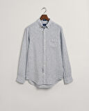 GANT Erkek Lacivert Regular Fit Çizgili Keten Gömlek