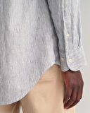 GANT Erkek Lacivert Regular Fit Çizgili Keten Gömlek