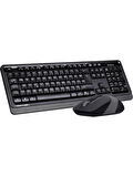 (OUTLET) A4Tech FG1010 Nano  Alıcı 2000DPI Kablosuz Multimedia (F) Türkçe Klavye + Mouse Seti - Siyah