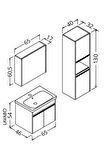 Aden 65 Cm Banyo Dolabı - Antrasit / Beyaz (Boy Dolap Dahil)