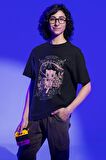 Unisex Oversize Mew Baskılı Tişört, Erkek-Kadın Pokemon Baskılı T-Shirt