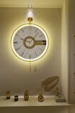 Orta Boy - Gold 37cm Çap - Elit Three (PİLLİ LED SİSTEMİ) , Metal Duvar Saati