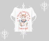 Cute Princess Kedi Tasarımlı Arka Baskılı Kayık Yaka Tshirt