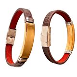 Deri Çelik Mixli Trend Model Erkek Bileklik 22 cm