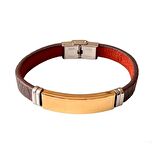 Deri Çelik Mixli Trend Model Erkek Bileklik 22 cm