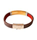 Deri Çelik Mixli Trend Model Erkek Bileklik 22 cm