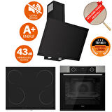 Ferre FryArt&FlowArt Vero Sessiz Davlumbaz Elektrikli Inox-Siyah Ank. Set (D077-SA + MS261+ XE63MI)