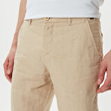 Nautica Erkek Krem Keten Bermuda