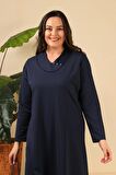 Kadın Buyuk Beden Petek Kumaş Jakar Anne Elbisesi