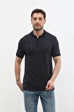 Erkek Polo Yaka Marin Desenli %100 Pamuk Tişört
