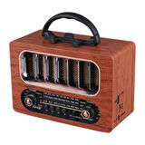 CT-STONES® Orta Boy Retro Ahşap Tasarım Bluetooth Hoparlörlü Radyo - FM/AM Destekli, Şarjlı ve Taşınabiliri Radyo NS-6636