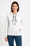Kadın Salaş Stil Beyaz Nihilist Penguen Özel Tasarım Oversize Kapüşonlu Sweatshirt