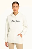 Üç İplik Şardonlu Kadın Salaş Stil Oversize – Beyaz “Other Lives” Ön Ve Arka Baskılı, Kanguru Cepli, Ribanalı Rahat Kışlık Model Beyaz Kapüşonlu Sweatshirt