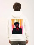 Desenli Kadın Günlük Stil Beyaz Üç İplik Grafik Kapüşonlu Sweatshirt
