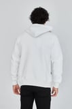 Unisex Beyaz Tam Fermuarlı Klasik Kesim Kapüşonlu Sweatshirt