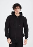 Unisex Günlük Stil Siyah Tam Fermuarlı Rahat Form Kapüşonlu Sweatshirt