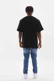 Baskılı Unisex Günlük Stil Vintage Efekt Siyah Pamuklu Oversize Tişört