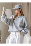 Düz Dokulu Erkek Günlük Stil Gri Bisiklet Yaka Rahat Kesim Sweatshirt
