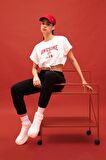 DeFactoFit Crop Bisiklet Yaka Baskılı Sporcu Kısa Kollu Tişört B8967AX24SMWT80