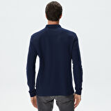 Nautica Erkek Lacivert Slim Fit Uzun Kollu Polo Yaka T-Shirt