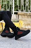 Big King Siyah Kırmızı Çizgili Kauçuk Unisex Trekking Bot