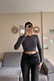 Sırt Dekolte Basic Crop Bluz