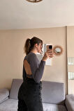 Sırt Dekolte Basic Crop Bluz