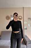 Sırt Dekolte Basic Crop Bluz