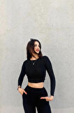 Sırt Halka Detay Crop Bluz