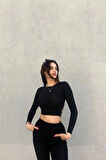 Sırt Halka Detay Crop Bluz