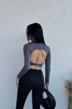 Sırt Çapraz Dekolteli Basic Crop Bluz