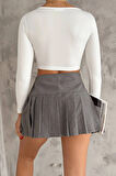 Omuz Dekolteli Crop Bluz