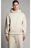 Erkek Bej Rengi Oversize Sweatshirt