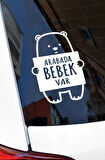 Arabada bebek var Etiker Sticker beyaz Renk Arka Cam 19Cm