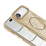 iPhone 17 Air Kılıf Kablosuz Şarj Özellikli Parlayan Simli Okso Kapak