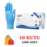 Beybi Nitril Eldiven Pudrasız Orijinal Mavi Medium M Boy 10 Kutu (1000 Adet)