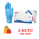 Beybi Nitril Eldiven Pudrasız Orijinal Mavi Medium M Boy 2 Kutu (200 Adet)