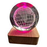 Uretti - Funda 1593 7720 Işıklı Ahşap Kare Kaideli Dünya Temalı Cam Küre / 6 Cm