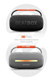 Powerway Gri BeatBox Led Işıklı Ses Bombası Usb Sd Aux FM Radyo Bluetooh Hoparlör