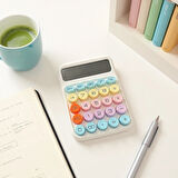 Pinterest Renkli Hesap Makinesi - 12 Haneli Yuvarlak Tuşlu Renk Hesap Makinesi - 4 Fonksiyonlu