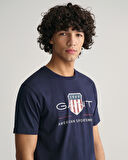 GANT Erkek Lacivert Regular Fit Bisiklet Yaka Logolu T-Shirt