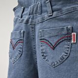 Kız Çocuk Şortlu Mavi Kot Salopet