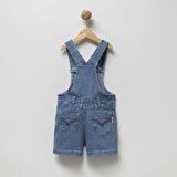 Kız Çocuk Şortlu Mavi Kot Salopet