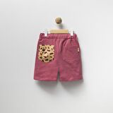 2ip Ayıcık Baskılı Beli Lastikli Unisex  Şort