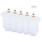 Bebek Basic Ribana Zarf Yaka 5li Kısa Kol Çıtçıtlı Zıbın Body - Beyaz