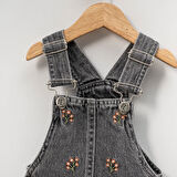 Kız Çocuk Çiçek Nakışlı Kot Jile