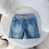 Erkek Bebek Beli Lastikli Rahat Kalıp Kot Şort