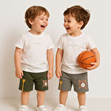 Erkek Çocuk Pamuklu Penye Baskılı Beli Lastikli Günlük Şort