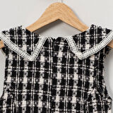 Kız Çocuk Ekose Desenli Tuvit Kumaş Elbise %100 Pamuk